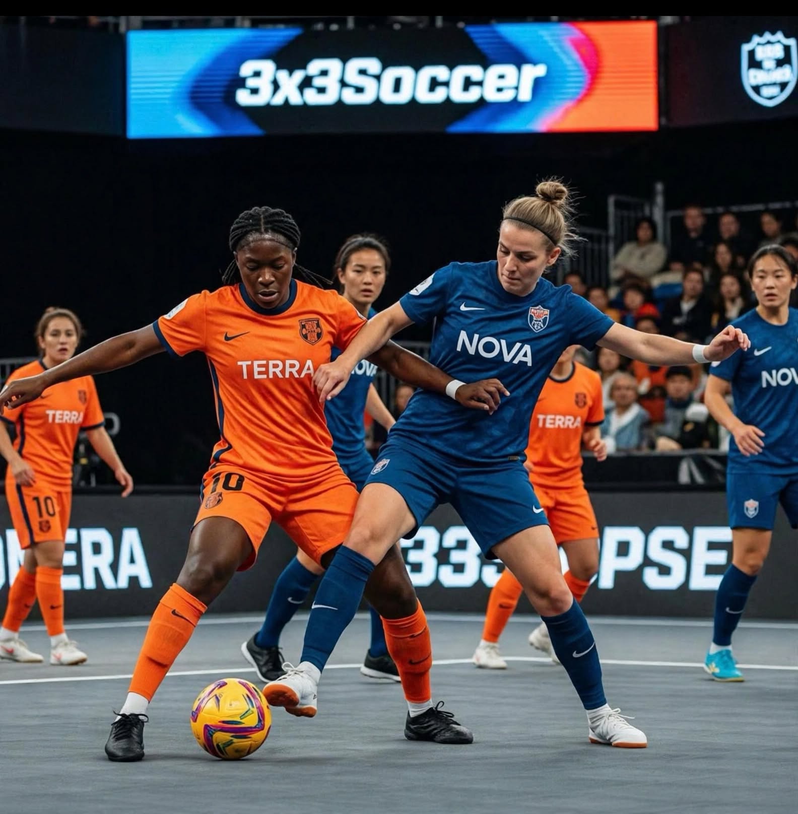 Women's 3x3 soccer action